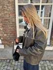 Distressed Grey / Beige Faded Leather Jacket