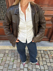Oversized Dark Brown Leather Vintage Jacket