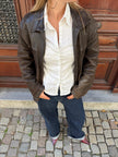 Oversized Dark Brown Leather Vintage Jacket