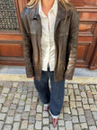 Oversized Dark Brown Leather Vintage Jacket