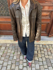 Oversized Dark Brown Leather Vintage Jacket