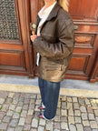 Oversized Dark Brown Leather Vintage Jacket