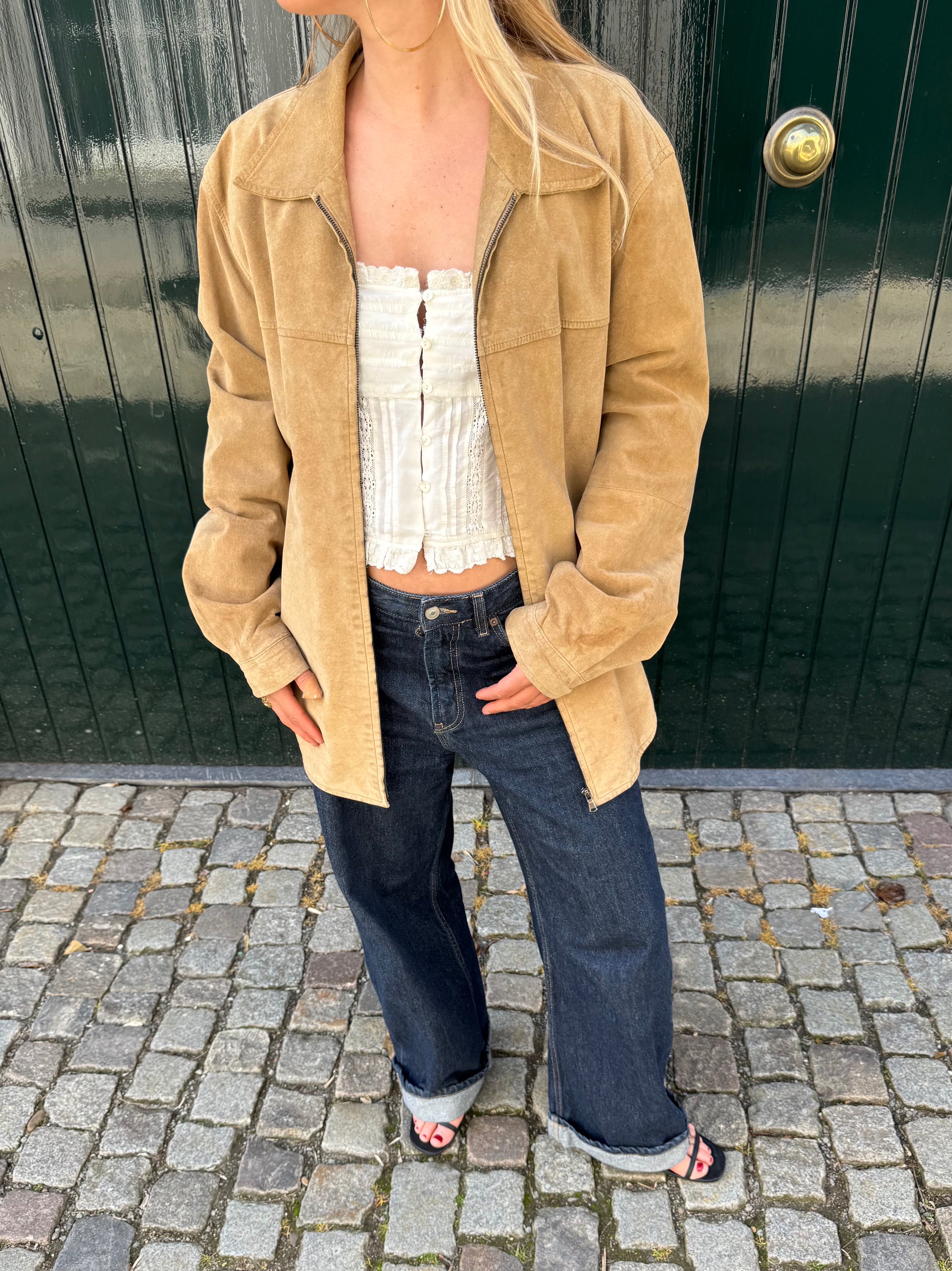 Vintage Super Oversized Beige Suede Jacket