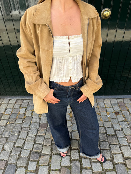 Vintage Super Oversized Beige Suede Jacket