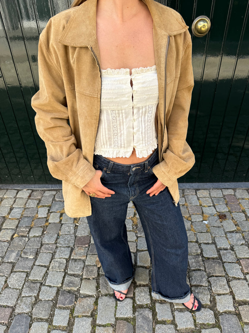 Vintage Super Oversized Beige Suede Jacket