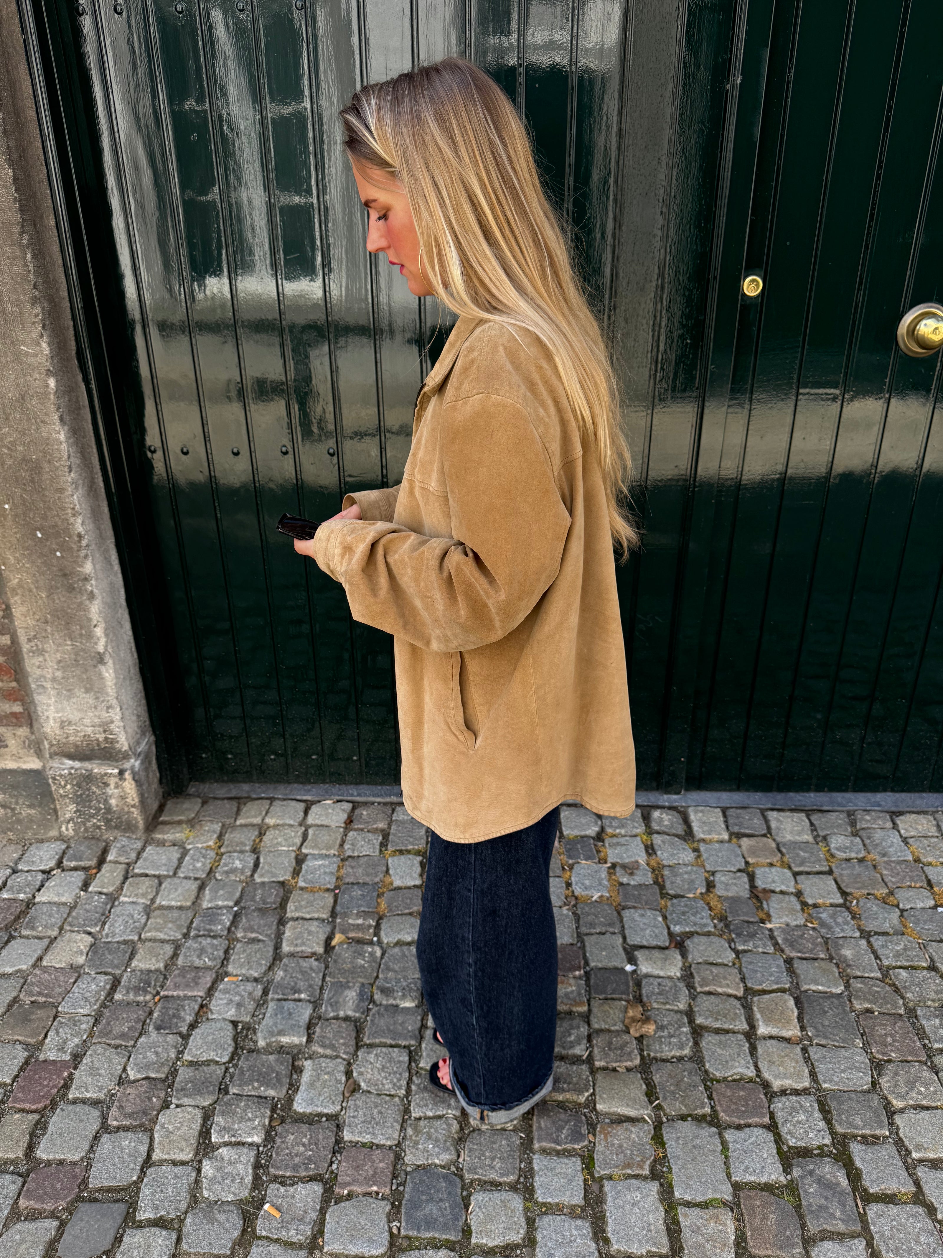 Vintage Super Oversized Beige Suede Jacket