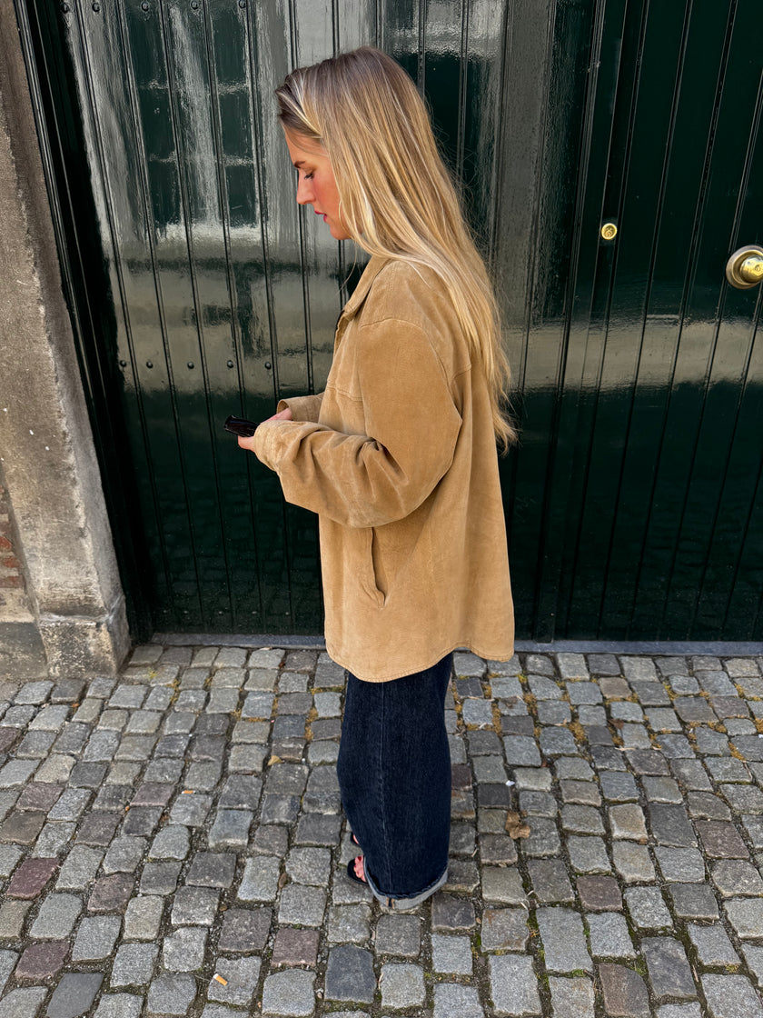 Vintage Super Oversized Beige Suede Jacket