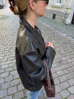 Oversized Dark Brown Leather Vintage Jacket