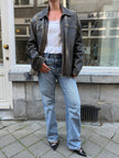 Distressed Grey / Beige Faded Leather Jacket