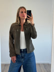Khaki / Green Short Suede Jacket