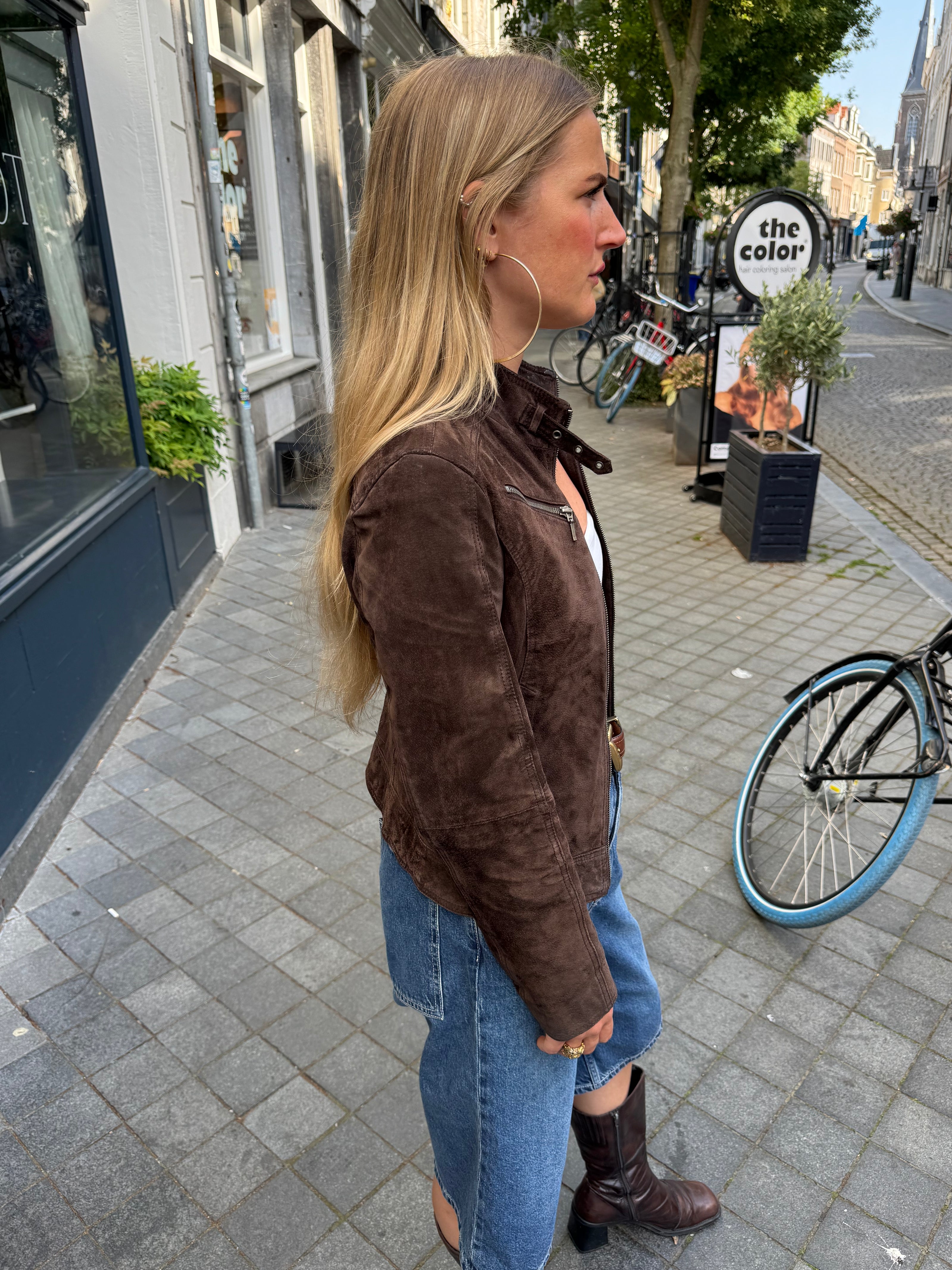 Brown Suede Biker Jacket