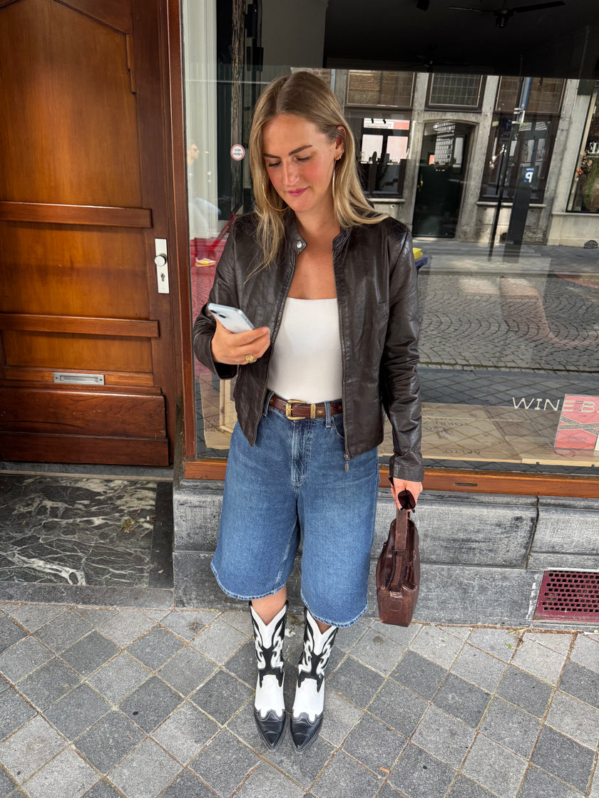 Brown Leather Vintage Biker Jacket