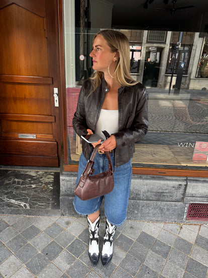 Brown Leather Vintage Biker Jacket