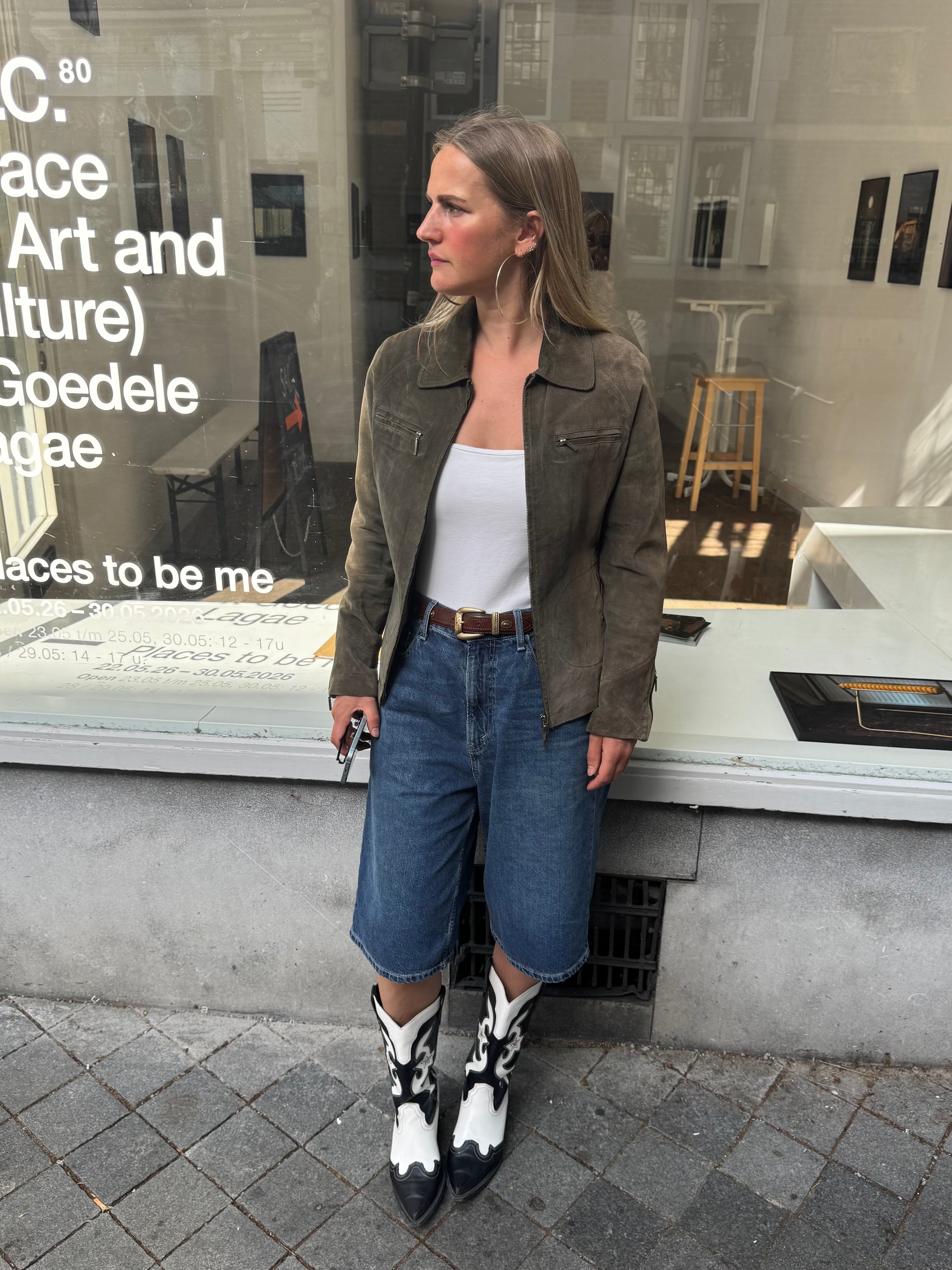 Khaki / Green Short Suede Jacket