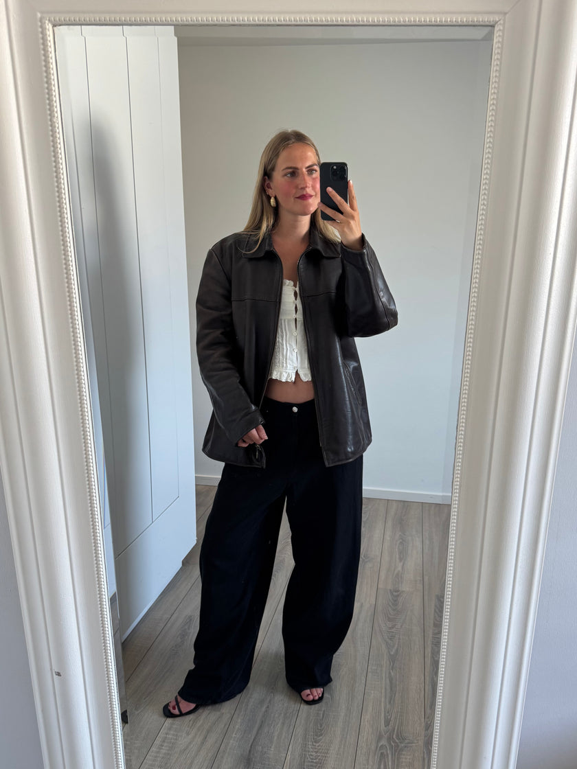 Oversized Brown Leather Vintage Jackets