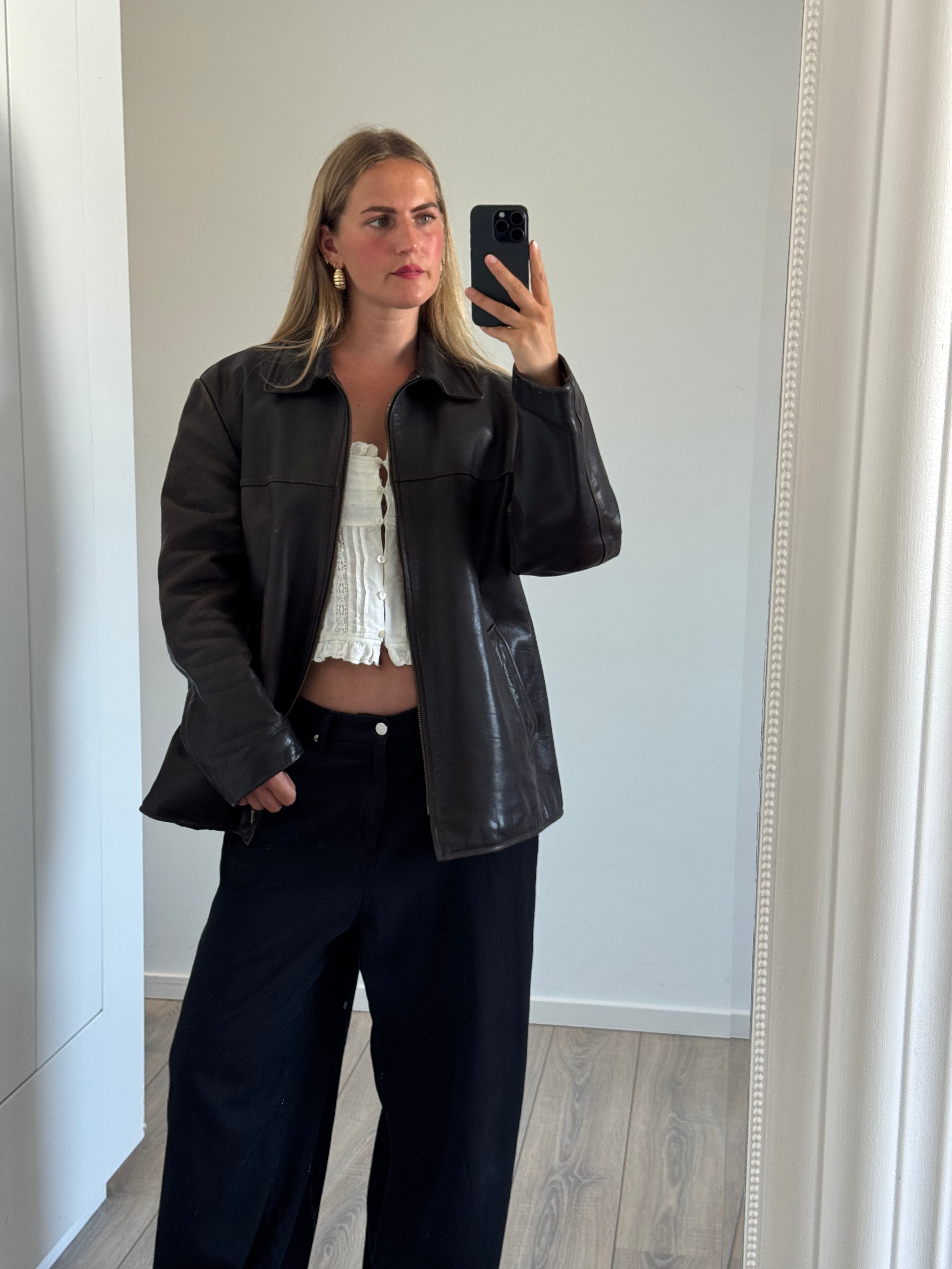 Oversized Brown Leather Vintage Jackets