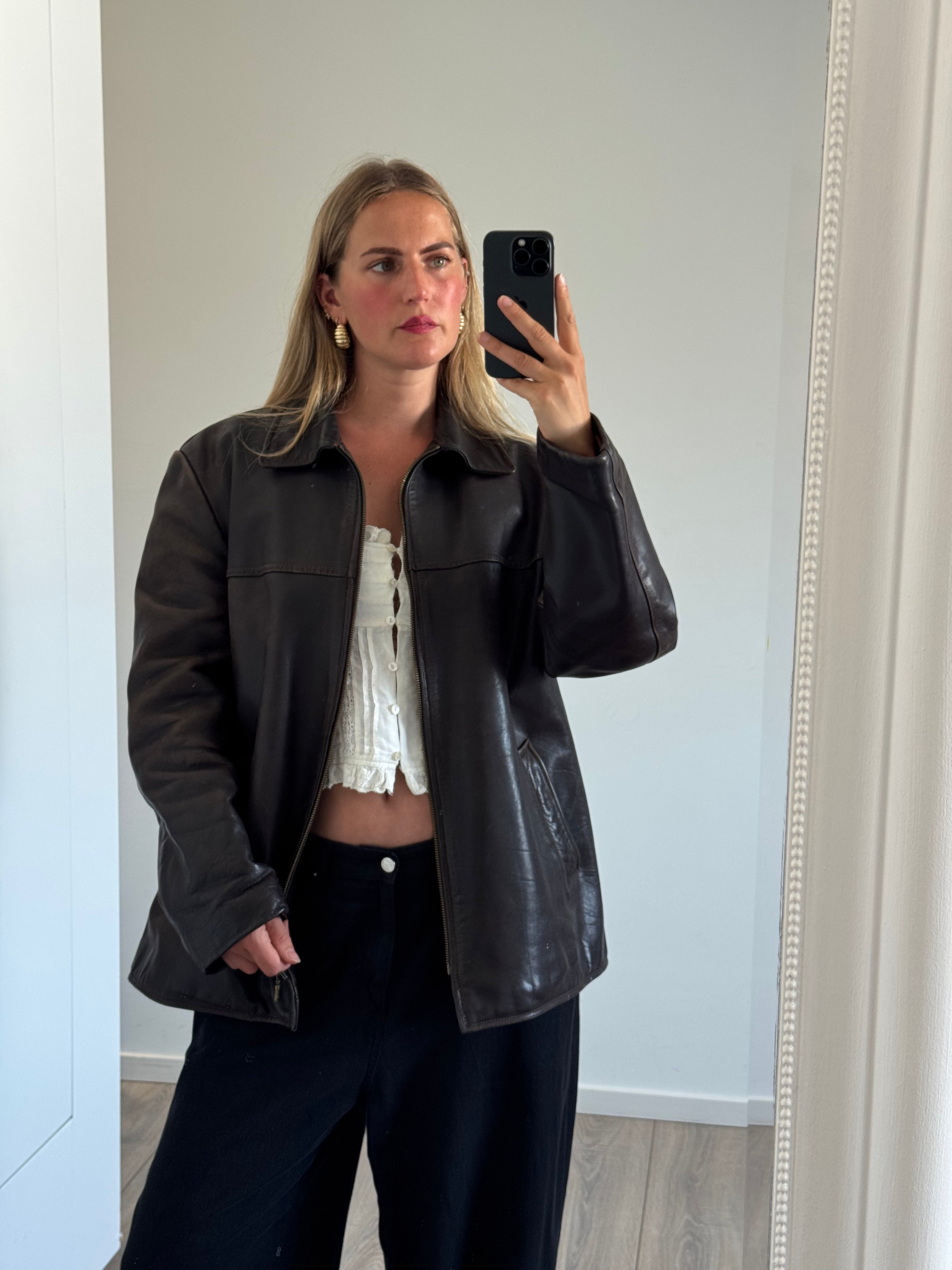 Oversized Brown Leather Vintage Jackets