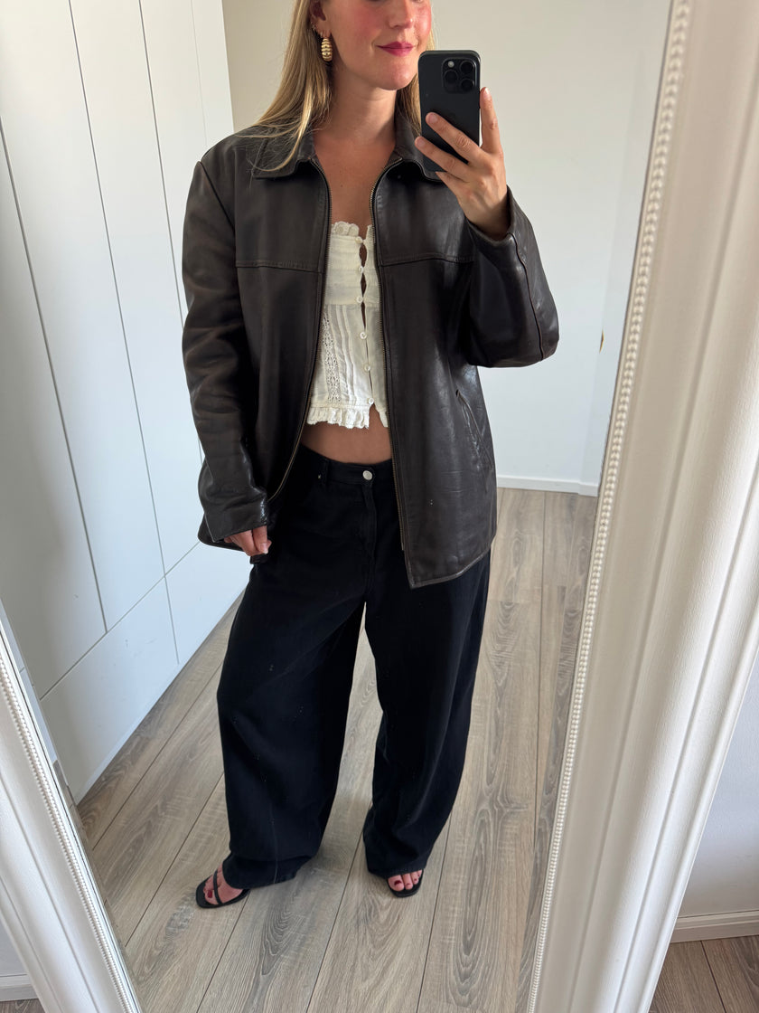 Oversized Brown Leather Vintage Jackets