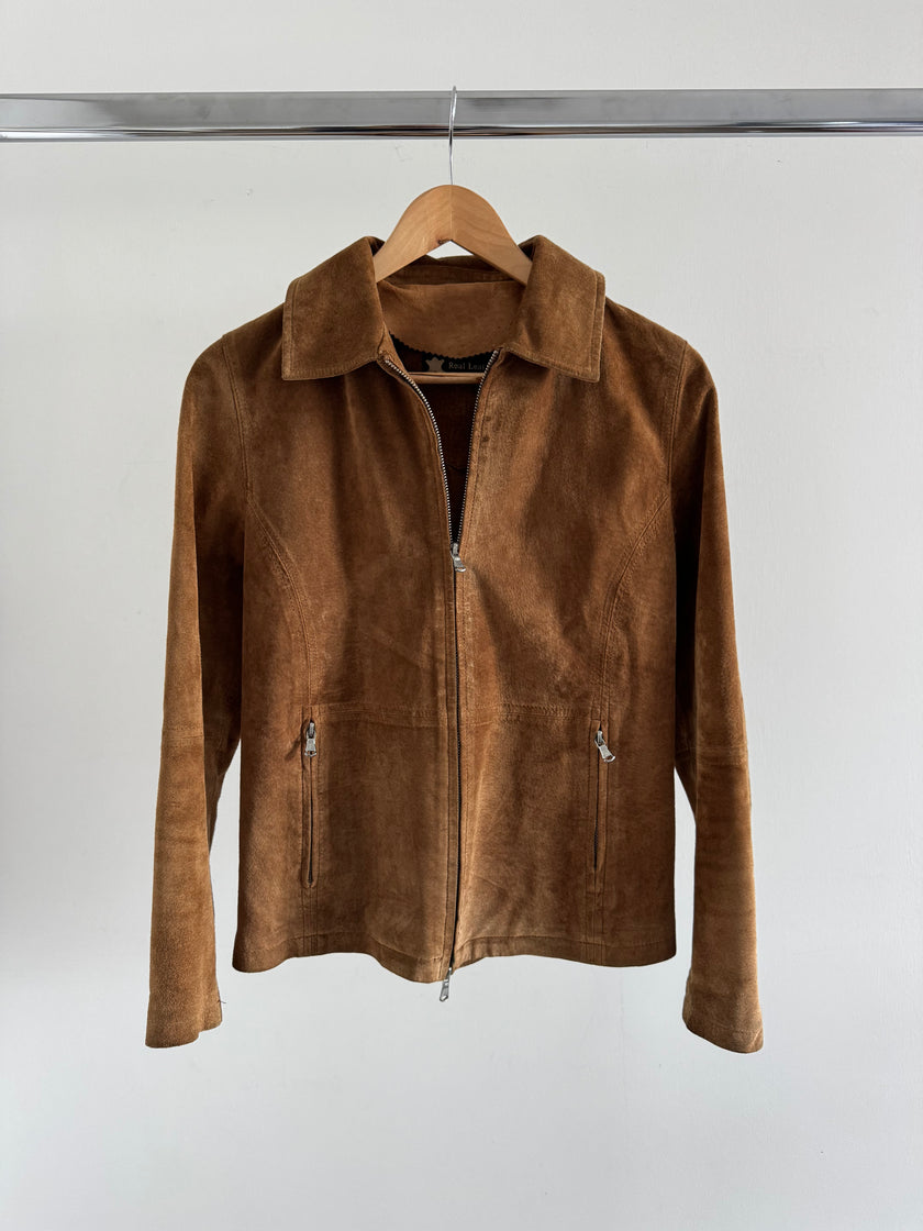Short Brown/Beige Suede Jacket