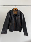 Worn / Distressed Black Oversized Leather Jacket
