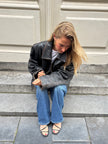 Worn / Distressed Black Oversized Leather Jacket