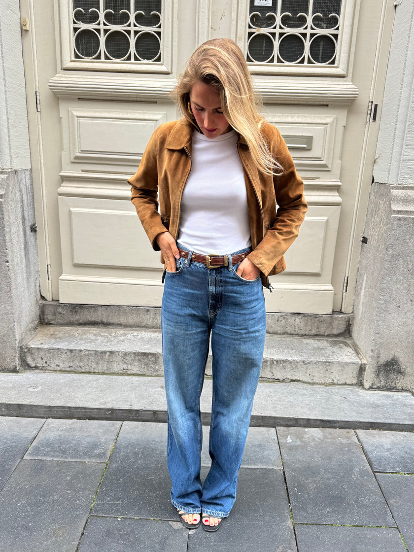 Short Brown/Beige Suede Jacket