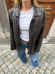 Redskins Black/Brown Buttoned Leather Jacket