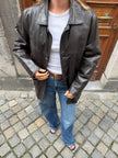 Redskins Black/Brown Buttoned Leather Jacket