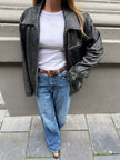 Heavliy Distressed Black Leather Jacket