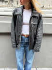 Heavliy Distressed Black Leather Jacket