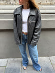 Heavliy Distressed Black Leather Jacket