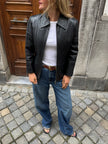 Fitted Black Leather Vintage Jacket
