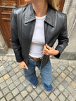 Fitted Black Leather Vintage Jacket