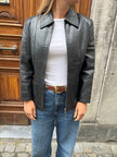 Fitted Black Leather Vintage Jacket