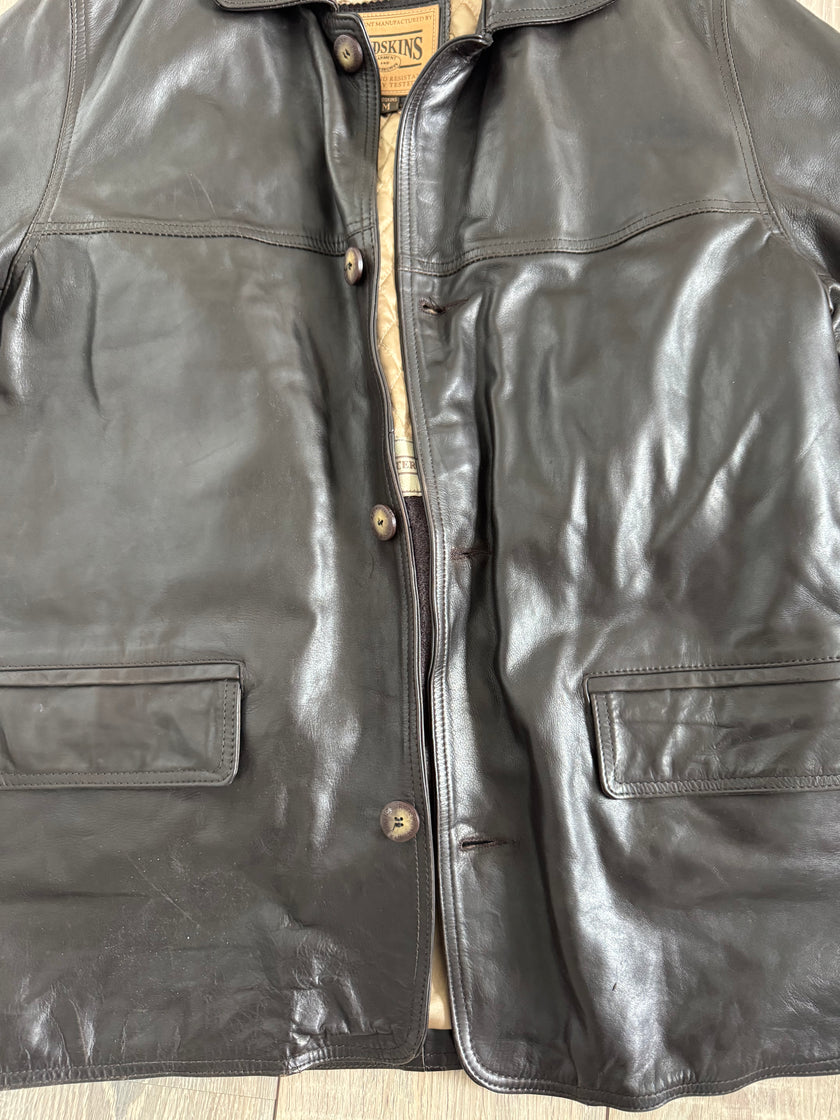 Redskins Black/Brown Buttoned Leather Jacket