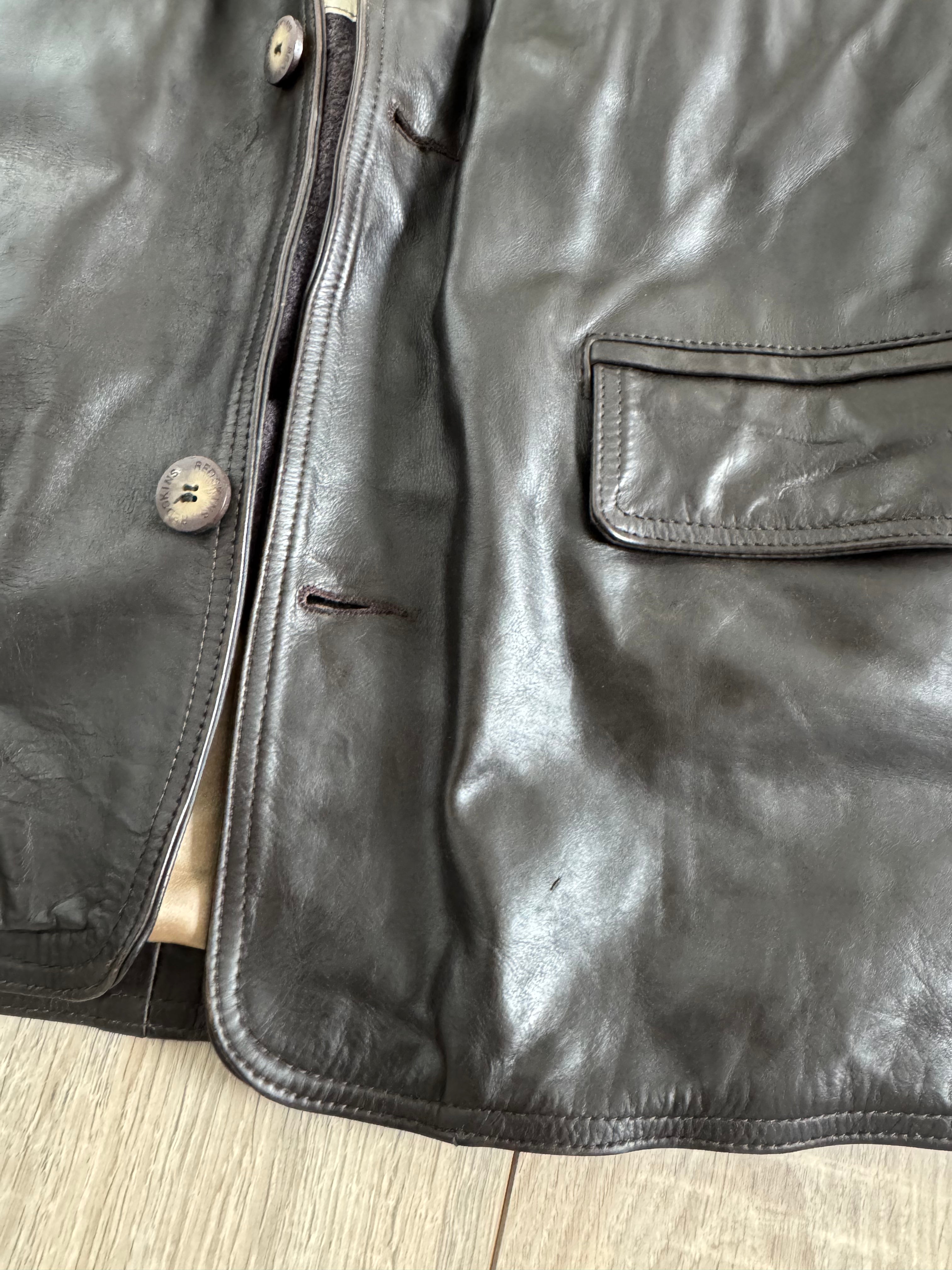Redskins Black/Brown Buttoned Leather Jacket