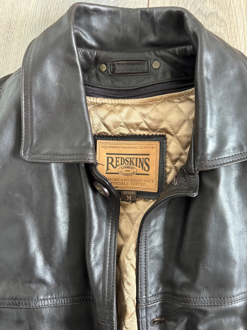 Redskins Black/Brown Buttoned Leather Jacket