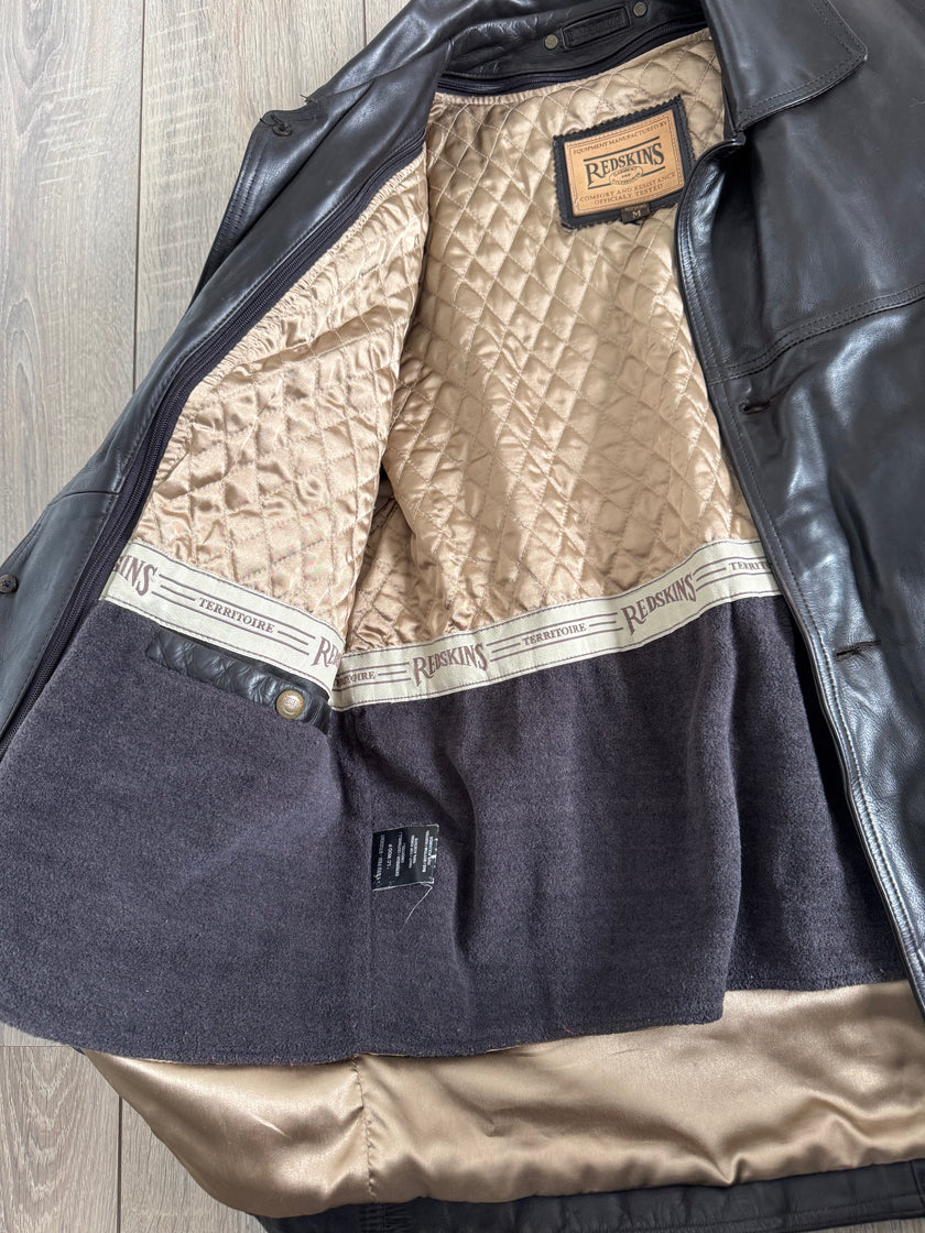 Redskins Black/Brown Buttoned Leather Jacket