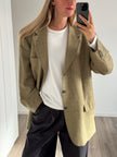 Oversized Khaki/Beige Checked Vintage Blazer