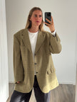 Oversized Khaki/Beige Checked Vintage Blazer
