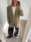 Oversized Khaki/Beige Checked Vintage Blazer