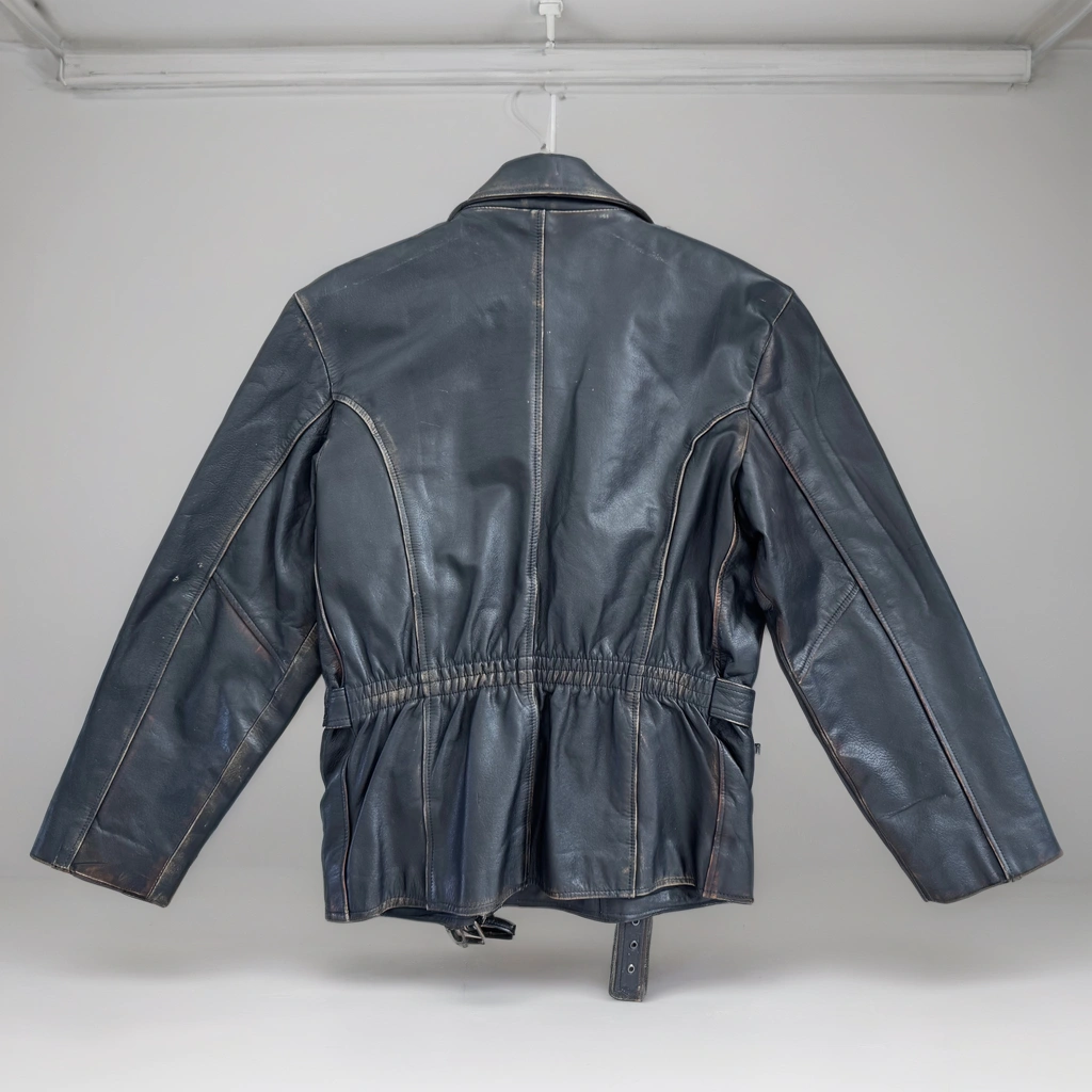 Oversized Black Leather Biker Jacket