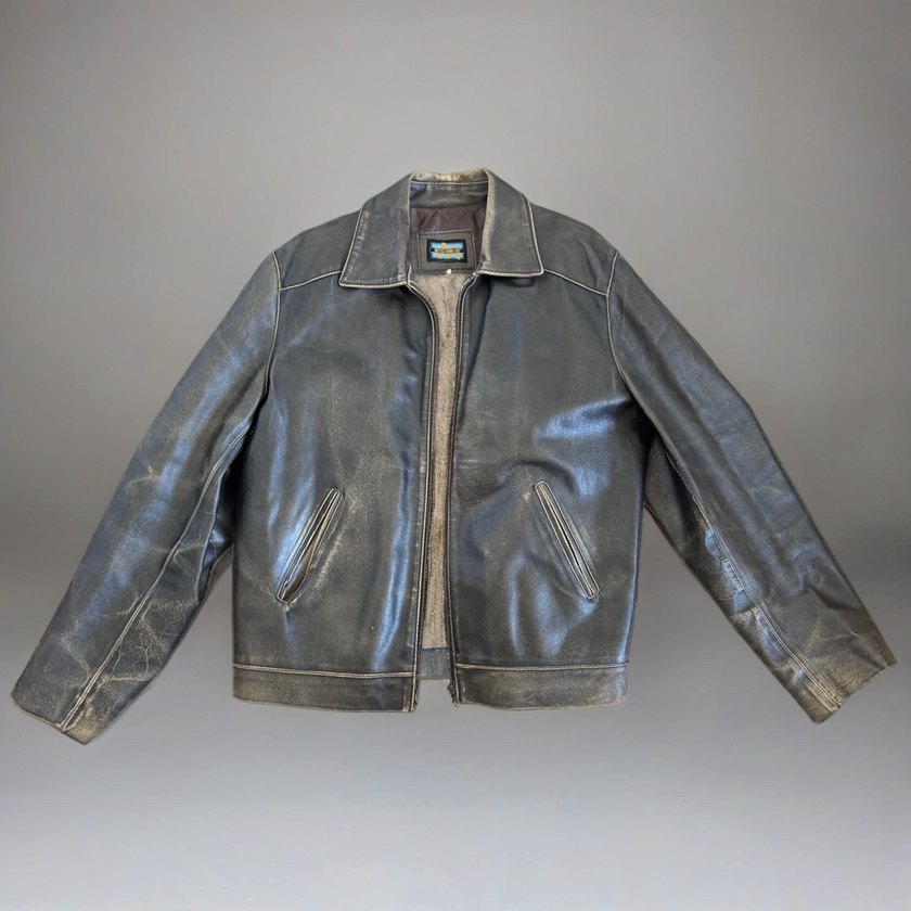 Distressed/Worn Brown Leather Jacket