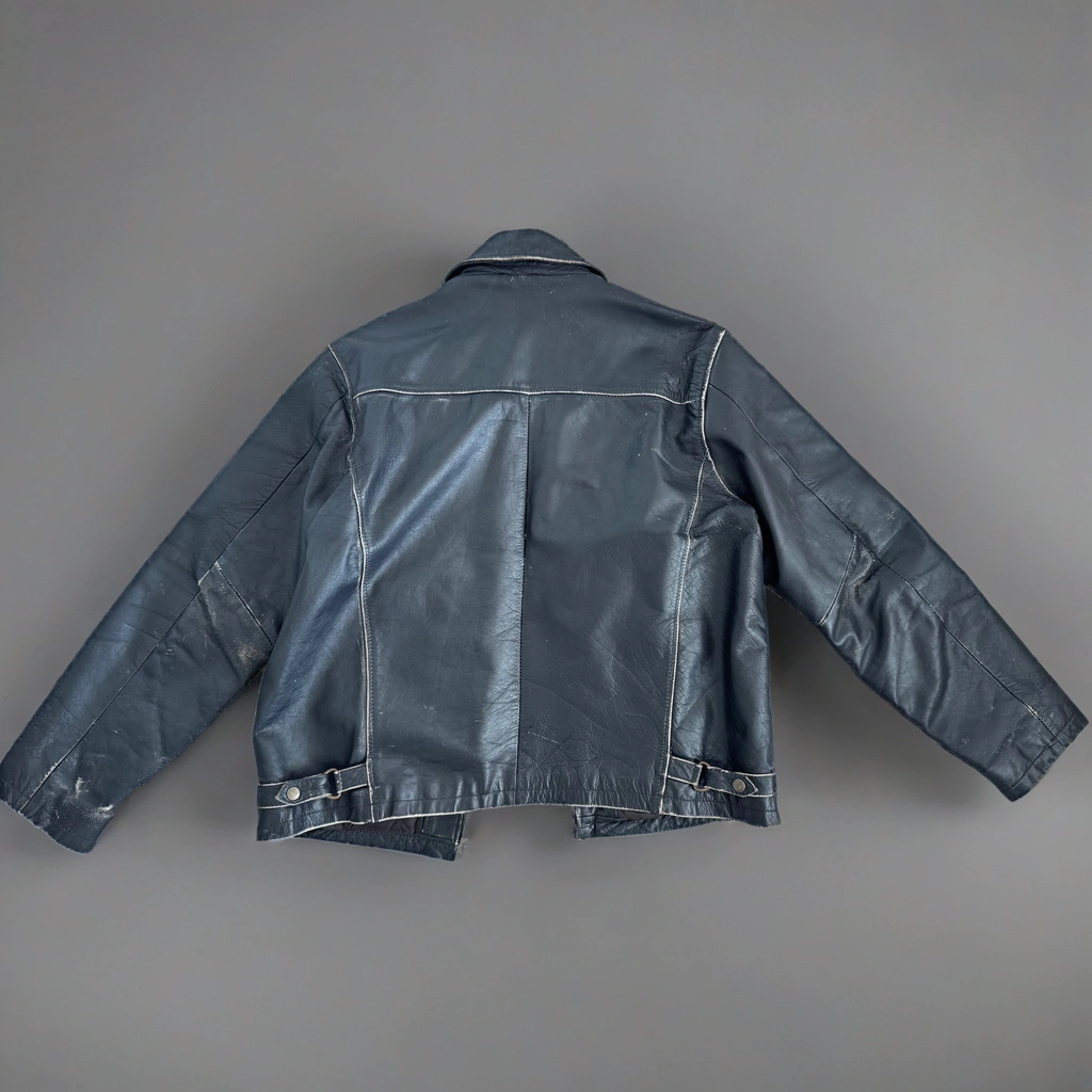 Black Worn Oversized Leather Jacket