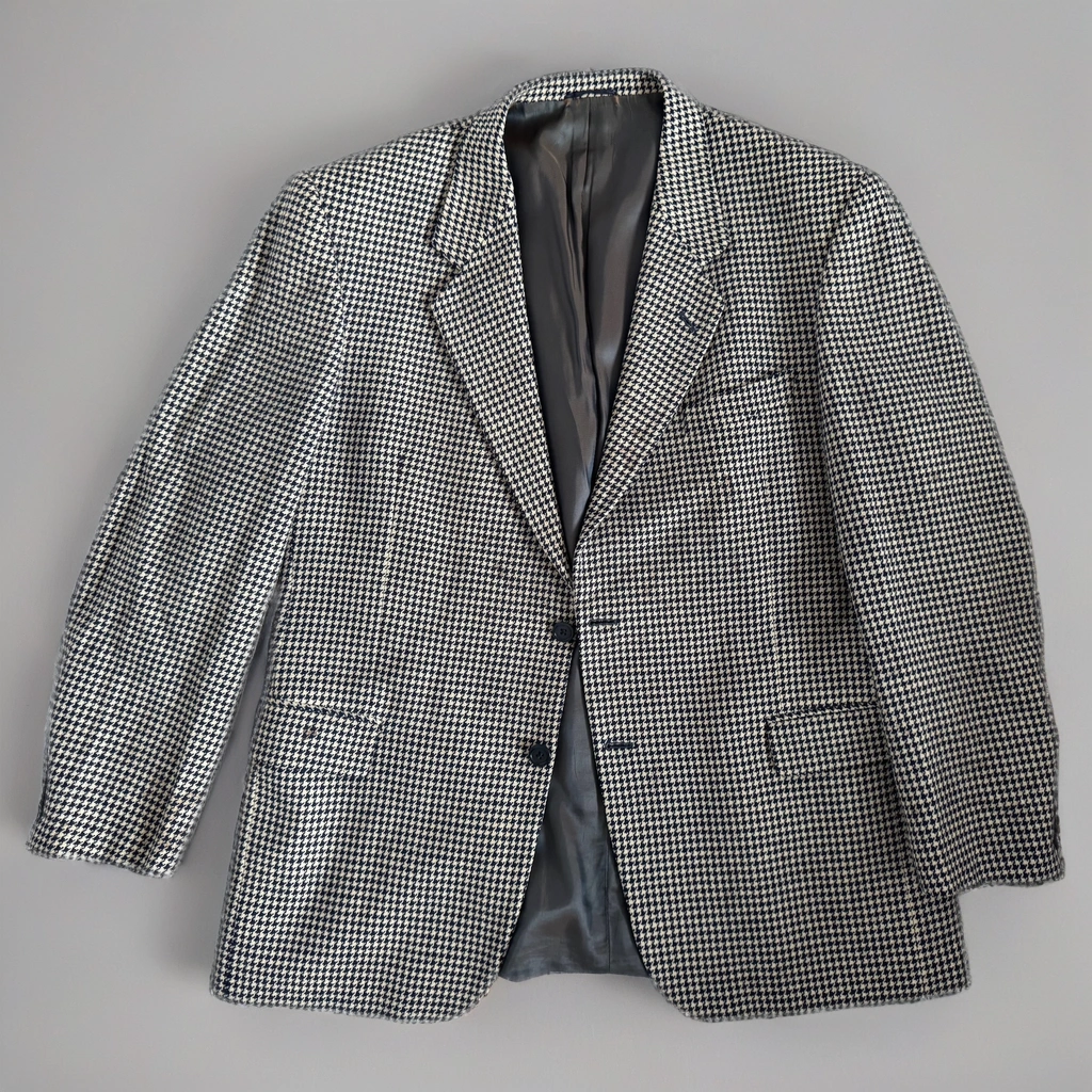 Oversized Navy Blue / Creme Checked Vintage Blazer