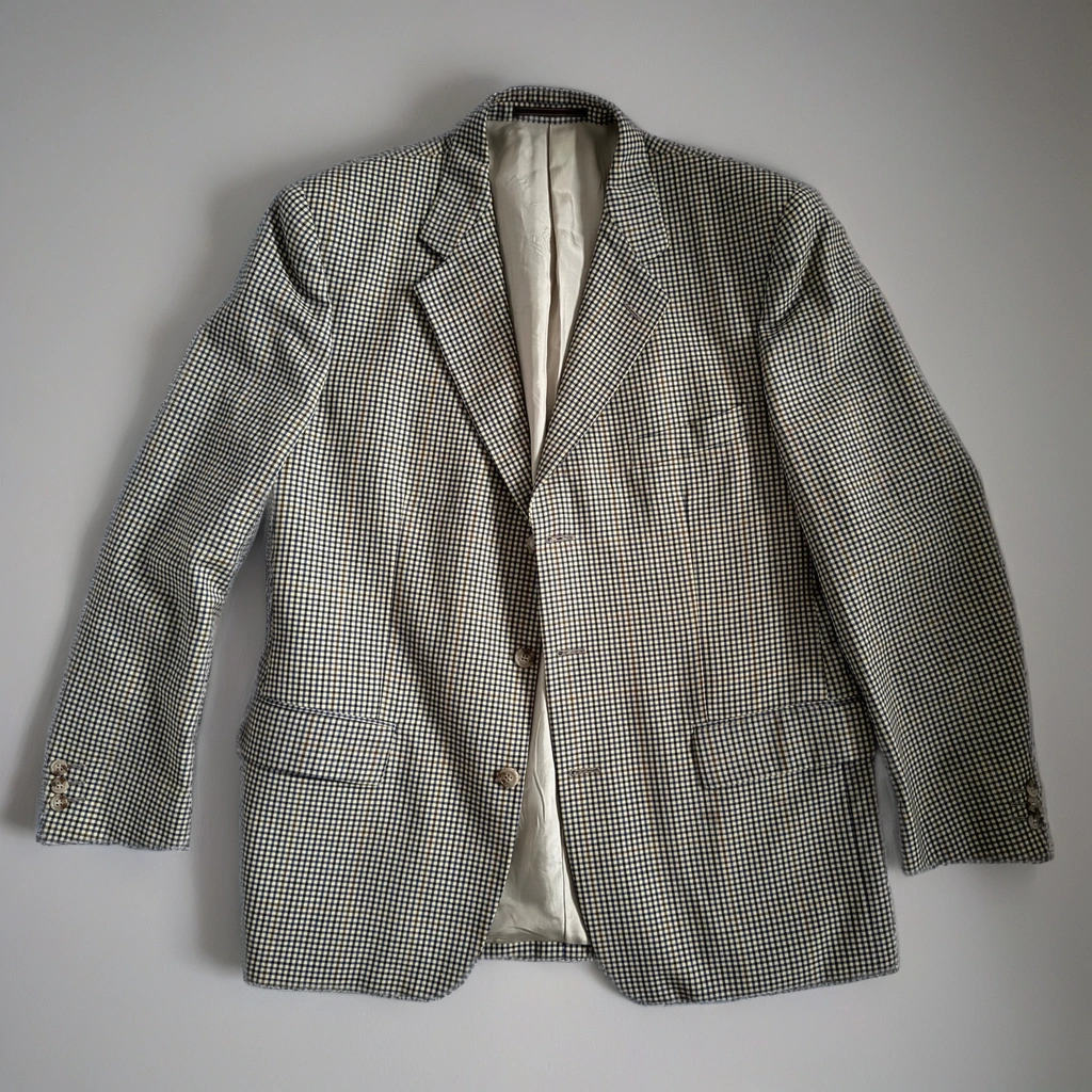 Beige Checked Oversized Blazer