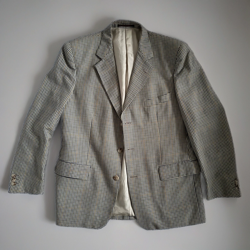Beige Checked Oversized Blazer
