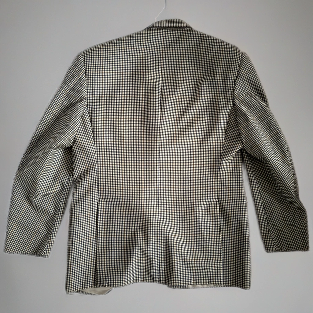 Beige Checked Oversized Blazer