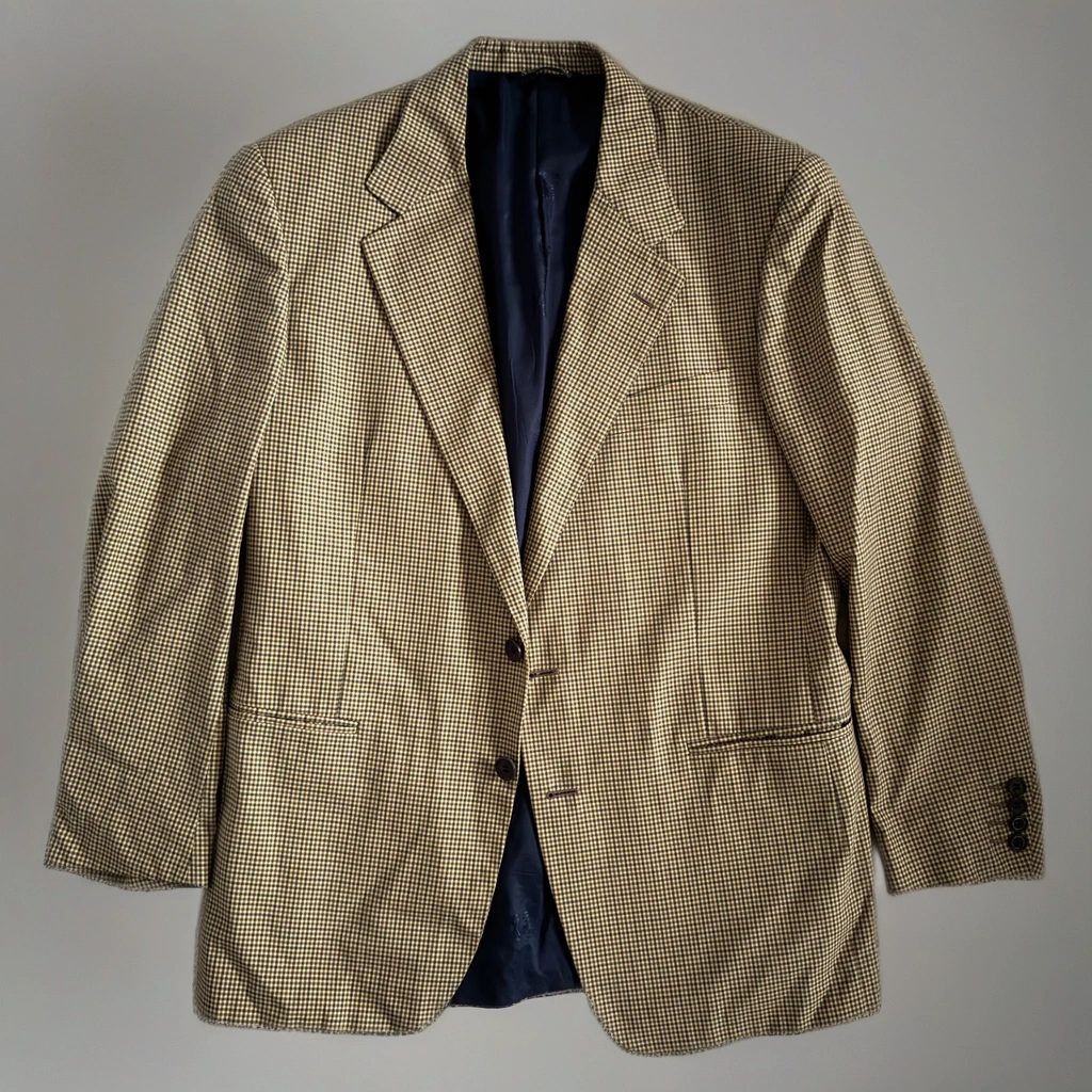 Yellow Beige Checked Oversized Blazer