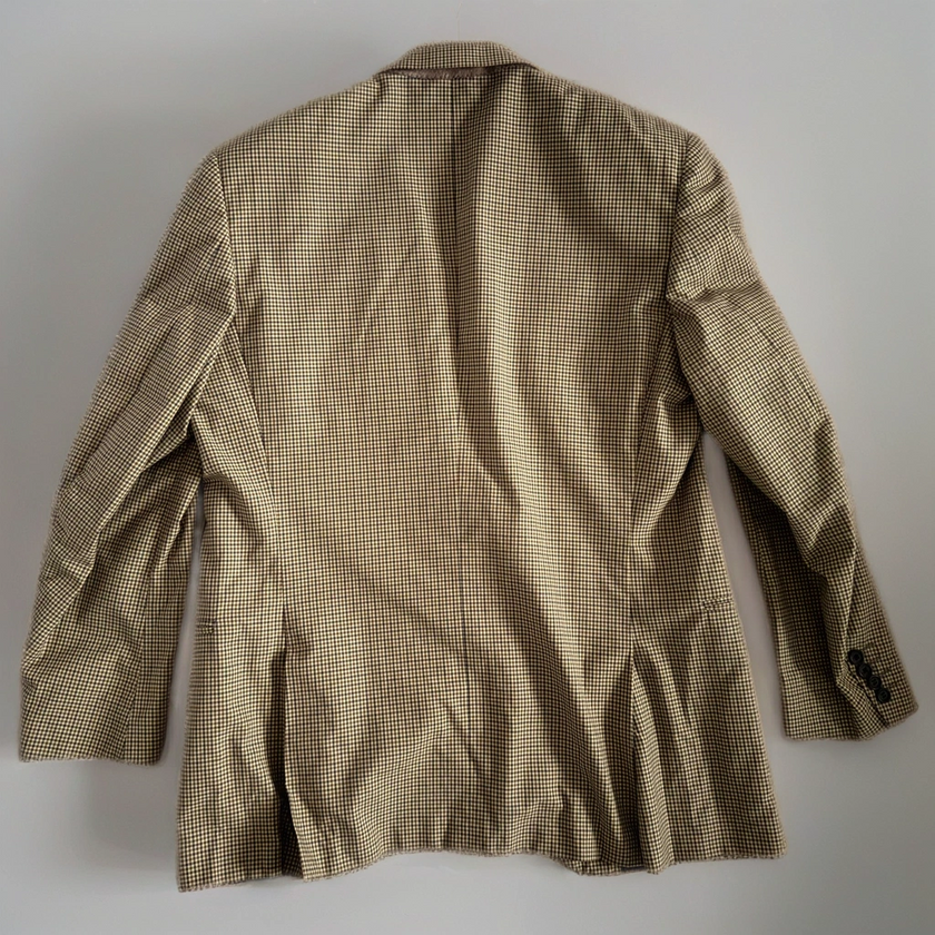 Yellow Beige Checked Oversized Blazer